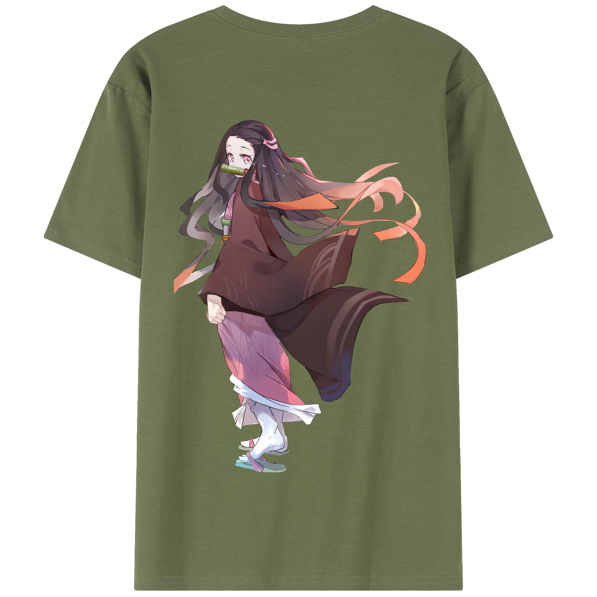 （画像用） 鬼滅の刃（きめつのやいば）竈門 禰󠄀豆子／かまど ねずこ Kamado Nezuko 綿100％半袖Tシャツ（背面プリント）